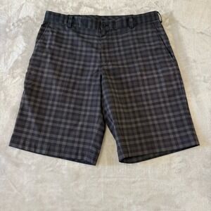 Nike Golf Dri-FIT Shorts Mens Size 34 Gray‎ Plaid Performance Athletic